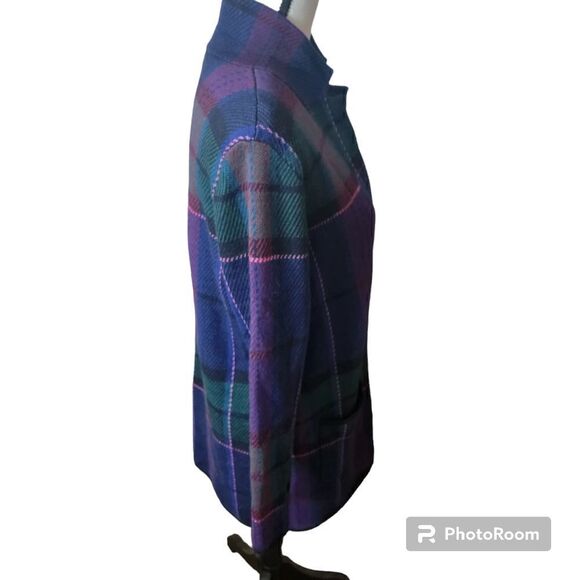 Talbots 100% Merino Wool Plaid Jacket Cardigan. Size LP. - Picture 7 of 9